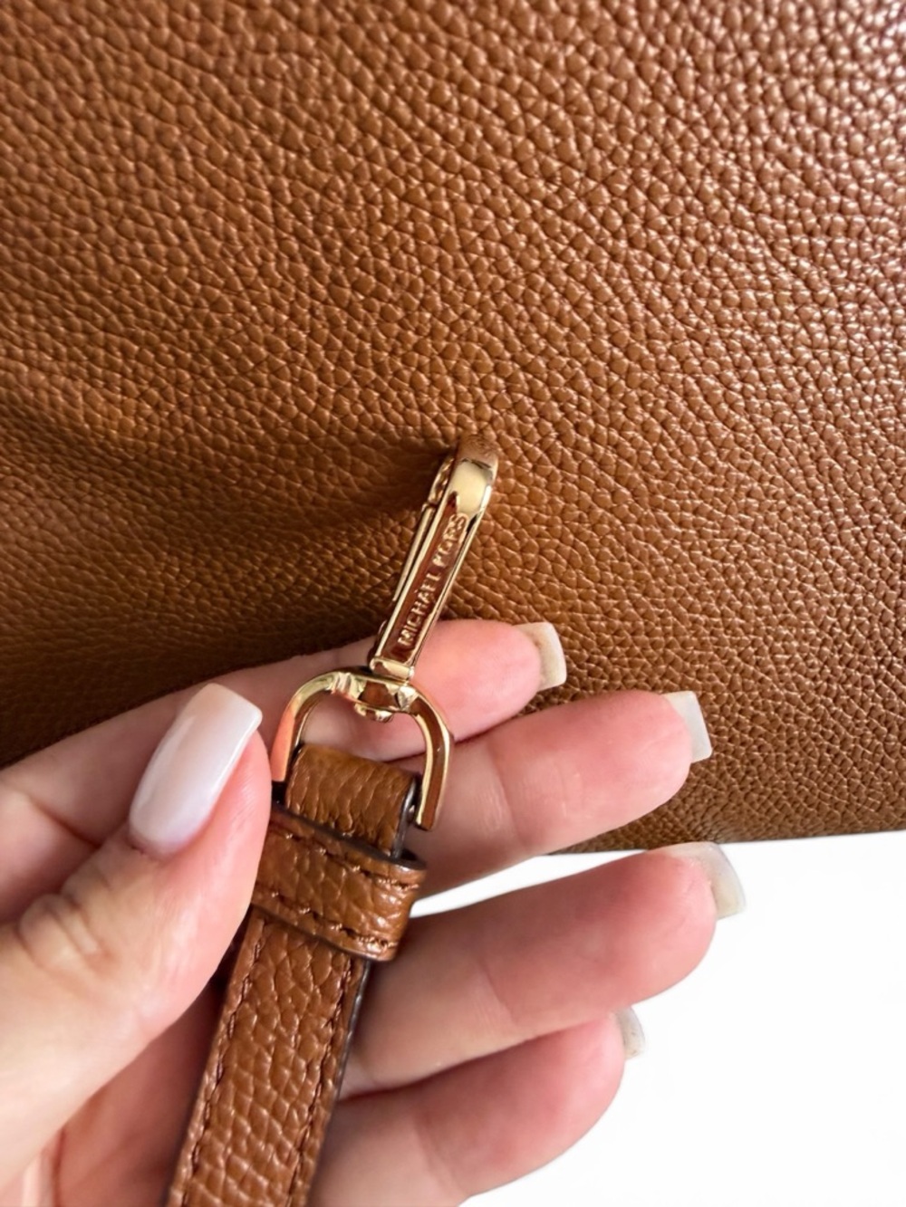 Michael Kors Cognac Brown Pebbled Leather Satchel with Detachable Strap - Picture 11 of 11